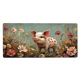 Świnia Podkładka pod mysz XXL, duża, 900 x 400 x 3 mm, podkładka na biurko, wodoodporna, antypoślizgowa, z przyszytymi krawędziami, specjalna powierzchnia, do biura, dekoracja Aesthetic, prezent dla
