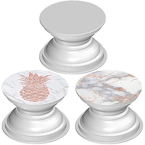Universal Phone Bracket Holder for Smartphones and Tablets 3 Pack - Rose Gold Marble Pineapple White Cover