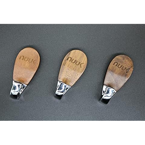 NUUK Wooden Deluxe Magnetic Universal Hooks, BBQ Tool Hook, Cooking Utensil Hook, 3 Pack, Brown Cover