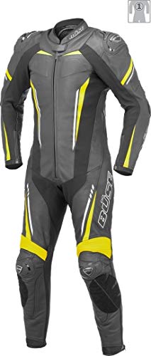 Büse Imola - Traje de piel para moto, 1 pieza, color negro/amarillo 58