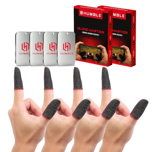 Image of Humble Gaming Thumb & Finger Sleeves - Anti-Slip, Sweat-Proof, High Precision for PUBG, COD, Freefire & Other Mobile Games - Breathable, Washable & Universal Fit - 4 Pairs (8 Pcs)