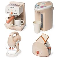 Kids Kitchen Play Set Kitchen Appliance Toy Set Role Play Pretend Kitchen Accessories Set with Coffee Machine Espresso Machine Blender Mixer Toaster Realistic Sounds for Boys Girls 3+