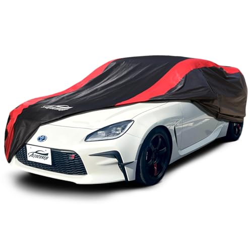 Image of Car Cover Custom Fit for Toyota 86,GR86, Subaru BRZ 2012-2025 | Red Strip Design, Cotton Liner for Paint Protection, Sun Rain Snow UV Proof, Door Zipper, Windproof Buckle, Storage Bag