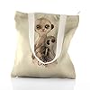 Personalised Tote Bag, Champagne Glitter Bag Customised with Initial/Name/Text, Meerkat Baby & Adult Design, Gift Bag, Shopping Bag, Size: (37cm x 34cm) #1