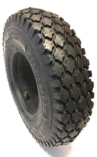 Tyre and inner tube 4.10/3.50-6, strong block profile, 4 PR, maximum load 200 kg, air pressure 3.5 bar