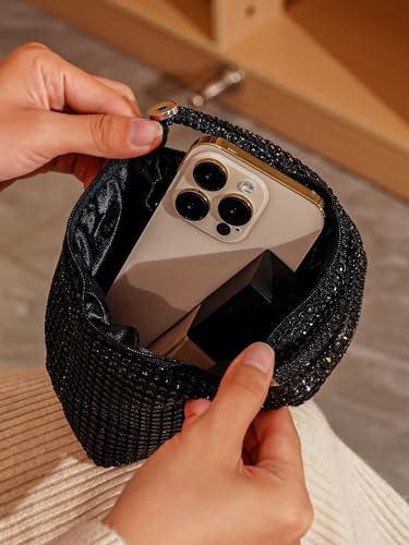 SweatyRocks Women's Shiny Mini Rhinestone Bag Top Handle Casual Business Party Portable Slot Small Wallet3