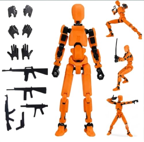 Image of (Do it Yourself) Action Figure Toys,DIY Assembly Dummy 13 Action Figures,Articulated Joints Robot,Gift Idea for Teens & Adults for 14+ (Orange, Orange)