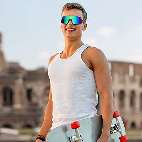 Image of TOREGE Polarized Sports Sunglasses with 3 Interchangeable Lenses for Men Women Cycling Running Baseball Glasses TR65