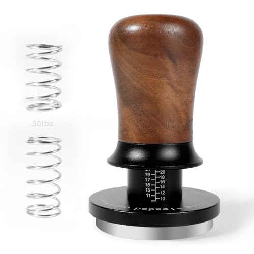 HOLIHOKY 54mm Tamper, Spring Loaded Coffee Tamper 54mm Self Levelling, 30lb Constant Pressure Calibrated Espresso Tamper for Sage Barista, Stainless Steel Base, Wulnut