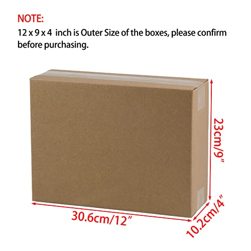 Image of 12x9x4 Inches Shipping Boxes, Brown Corrugated Cardboard Boxes for Small Bussiness, 25 Pack