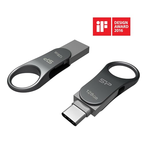 Image of SP Silicon Power 64GB Dual USB Type C USB-A Flash Drive, Metal Casing with Keychain Hole Key Ring, USB 3.2 Gen 1 USB 3.0 OTG Type-C Type-A, Thumb Drive Pen Drive Memory Stick, Mobile C80 Series