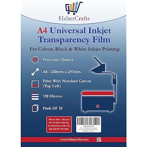 Habercrafts A4 Universal Inkjet Transparency Film Cover