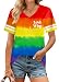 Pride Shirts Women: Love is Love Rainbow T Shirt Gay Pride Tshirt Rainbow Heart Graphic Tees LBGT V Neck Tops