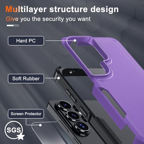 for Samsung Galaxy S26 Ultra Case with Screen Protector+Camera Lens Cover,Military Grade Heavy Duty Shockproof Phone Cover with Wrist Lanyard Strap for Samsung S26Ultra,Lavender by RMOCR - Used condition - Image 3