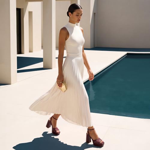 Image of Modatope Platform Heels for Women Chunky Heel Open Toe Ankle Strap Sandals