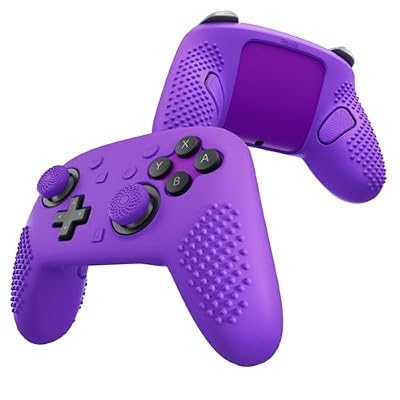PlayVital Silicone Cover Skin for Nintendo Switch 2 Pro Controller 3D Studded Edition Anti-Slip Grip Protector Case for Switch 2 Pro with Back Button Cap, Thumb Grips & Sticker - Purple