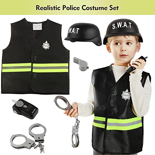 Cocojeci Boys Dress Up Trunk Costumes Set,15Pcs Pretend Role Play Set Fireman, Police, Construction Worker Costume With Accessories For Kids Ages 3-7 #TOP4
