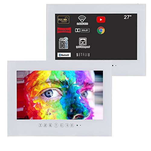 Soulaca 27 inches Smart White Color Bathroom LED TV for Shower Luxury SPA Television in Hotel (27 inches, White)