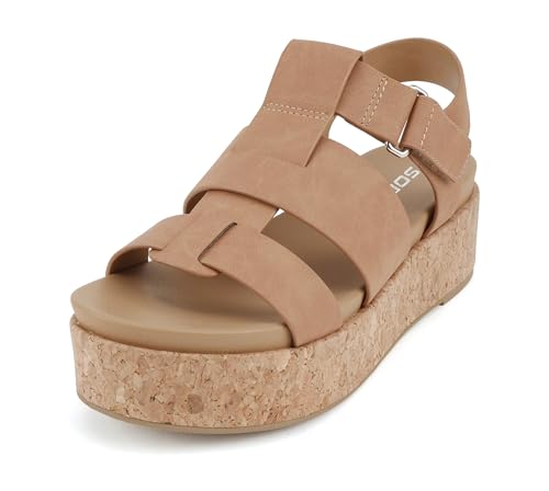 Image of Soda inchAmenda inch ~ Women Round Toe Fisherman Platform Low Heel Wedge Sandal with Adjustable Ankle Strap