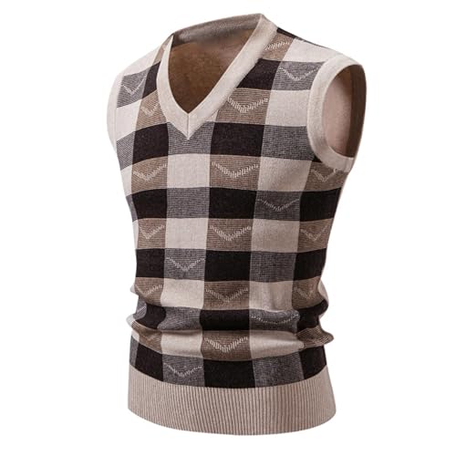 Gilet en tricot jacquard contre le froid pull boutonné à carreaux homme confortable
