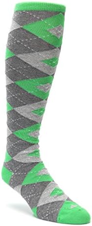 Statement Sockwear Men's Over-the-calf Dress Socks (Kelly Green Gray Argyle)