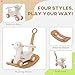 Qaba 4-in-1 Rocking Horse for Toddlers 1-3 Years, Baby Rocking Horse with Detachable Balance Board and Push Handle, Alpaca-Shaped Ride On Toy with 4 Smooth Wheels, for Baby Girls and Boys, Brown