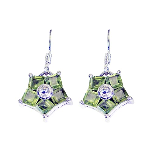 Boucle d'oreille pour les femmes en argent et véritable péridot vert