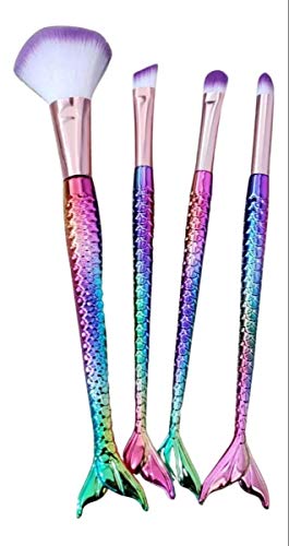 Kit 4 Pinceis Sereia De Maquiagem Arco-íris