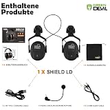 GREEN DEVIL Shield LD: Aktywna ochrona słuchu z technologią Bluetooth 5.3, wbudowany mikrofon EN352, SNR 32 dB do koszenia i intensywnego hałasu, akcesoria