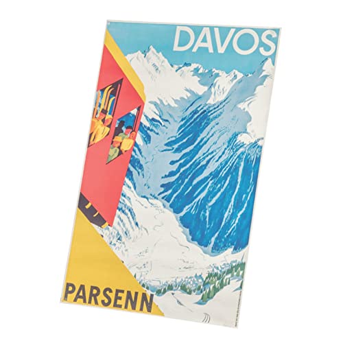 Affiche vintage Davos Parsenn pour salon : tableau déco montagne suisse