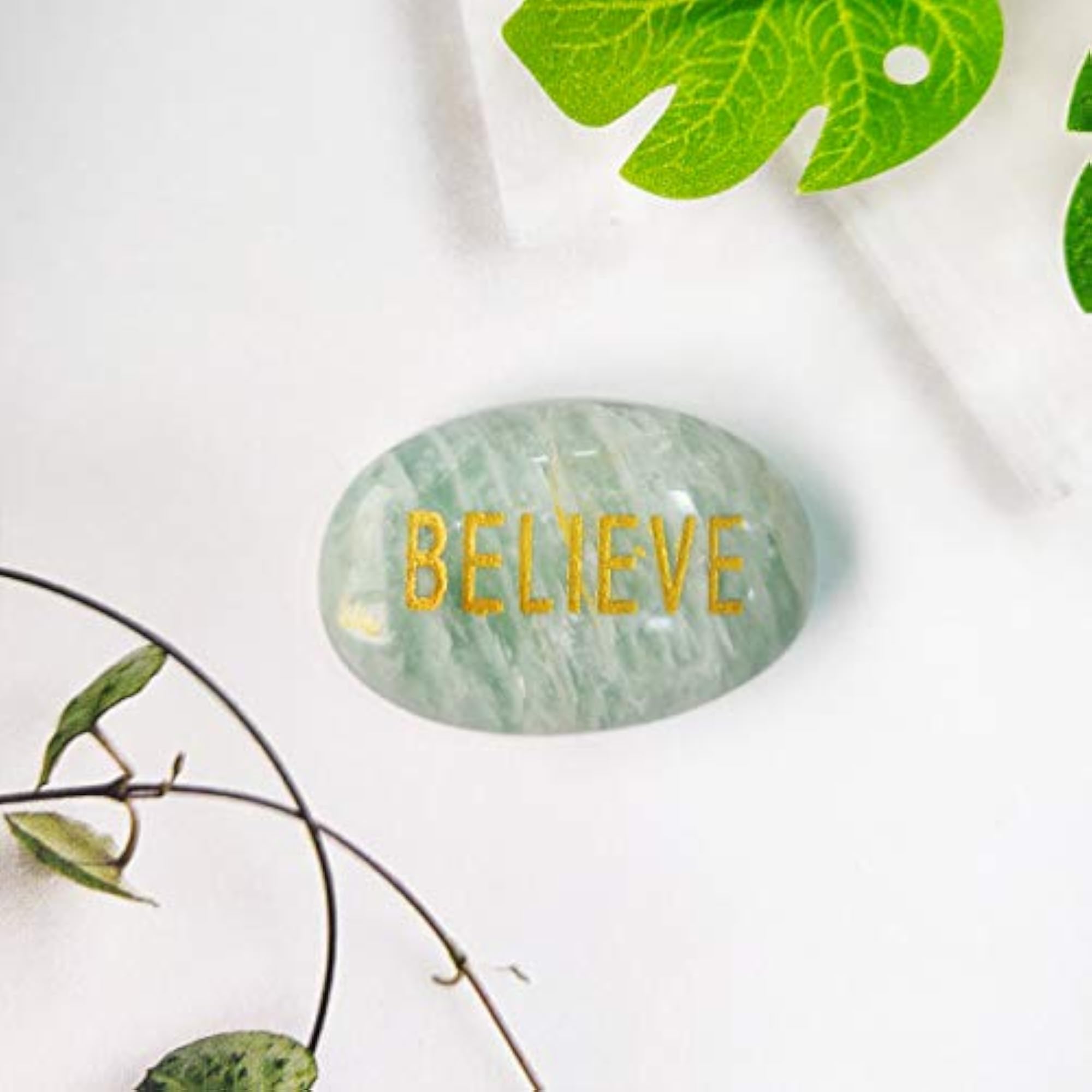 Oval Word Pocket Stone for Reiki Healing