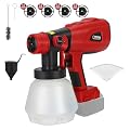 DTEZTECH Paint Sprayer for Milwaukee 18V Battery(Battery Not Included), 200W HVLP Cordless Handheld Spray Gun Brushless Motor, with Copper Nozzle, Adjustable Flow for Walls, Fences, Furniture,Cabinets