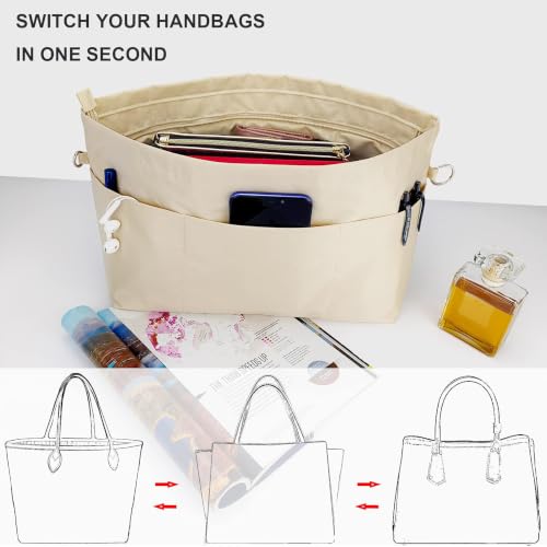 Image of Handbag Tote Purse Organizer Insert, Large, Beige