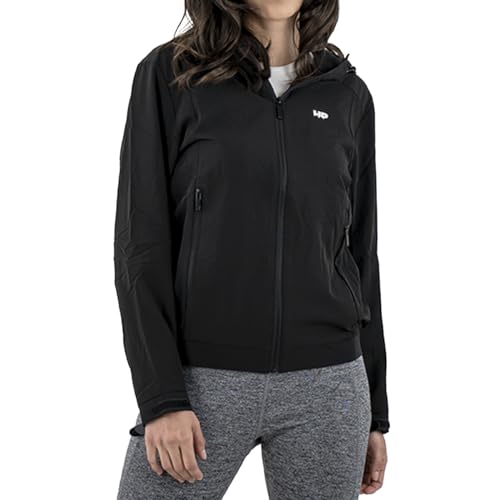 La Mejor Recopilación de Abrigos impermeables para Mujer Top 5. 50 Chamarra Impermeable para Mujer | Abrigo Impermeable casual para lluvia y actividades al aire libre (Mediana, Negro, HP-JA02, MX/US, Alfa, Regular)