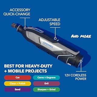 Dremel 8240 Cordless Rotary Tool 12V 2Ah Lithium-ion Battery, Multitool Kit with 3 Attachments, 45 Accessories, Variable Speed 5.000-35.000 RPM and Quick Charge Time