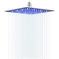 LED Shower Head Hongtoo Hydroelectric Power 12 Inch Square Shower Head Made of 304 Stainless Steel Neither Battery Nor Power Supply Water Temperature Controls 3 Colors' Conversion of the LED Light