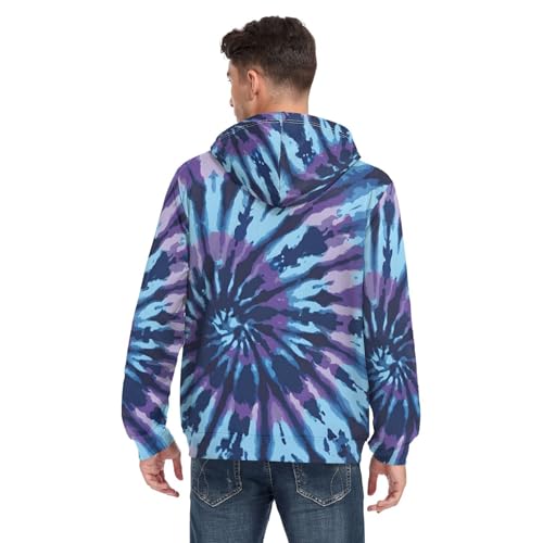 Image of ALAZA Tie Dye Abstract Design Men's Full-Zip Fleece Hoodie
