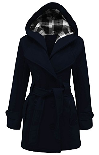 mymixtrendz - Chaqueta de forro polar con capucha para mujer, tallas 8-20 Negro azul marino 36