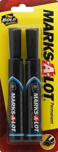Miniatura 2 de Marks-A-Lot Avery - Marcadores permanentes, tamaño regular de escritorio, punta de cincel, resistente al agua y al desgaste, 2 marcadores negros
