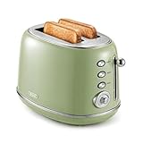 Wiltal Tostapane Retrò 2 Fette in Acciaio Inox – Tosta Pane Compatto con Scalda Pane, 6 Li...