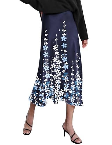 Zeagoo Skirts for Women High Waist Skirt Elegant Midi Skirt Satin