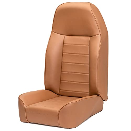 Quadratec Heritage Premium Front Seat - Fits Jeep CJ, TJ, & YJ 1976-2006 - Jeep CJ5 Seat Covers Jeep CJ8 Seat Covers Jeep Seats TJ - High-Density Foam for Comfort - Premium Vinyl (Brown, Single)