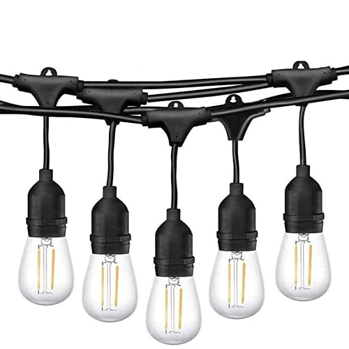 Damastoreitalia Catena luminosa da esterno catenaria 10 metri prolungabile con 10 portalampada E27 lampadine non incluse (Cavo nero 10 metri pendente)