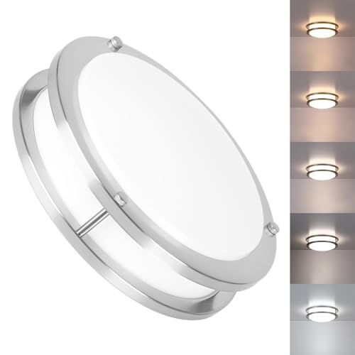 Brushed Nickel Ceiling Light, 10 Inch LED Ceiling Light Fixture