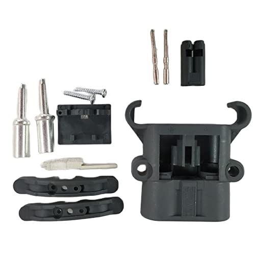 JWDAWN DIN 80A 150V Male Charger Plug Euro Socket Battery Quick Connect Connector with AUX Contacts Acid Resistant Power Connector for Electric Forklift Pallet Truck (DIN80A with 2 AUX Contacts)