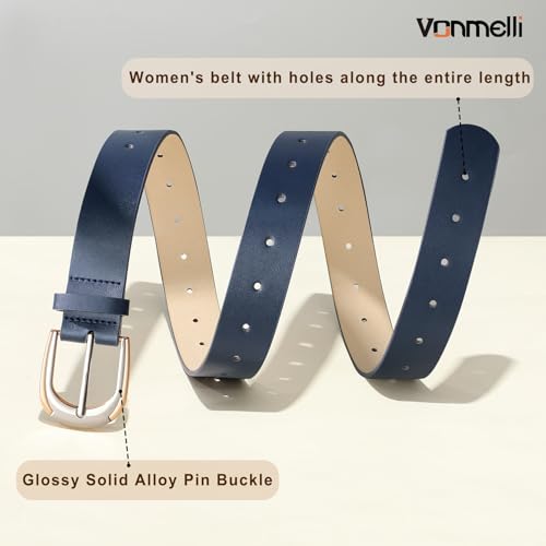 Women Leather Belt for Pants Jeans Dresses Ladies Belts with Fashion Gold Silver Buckle - Image 3