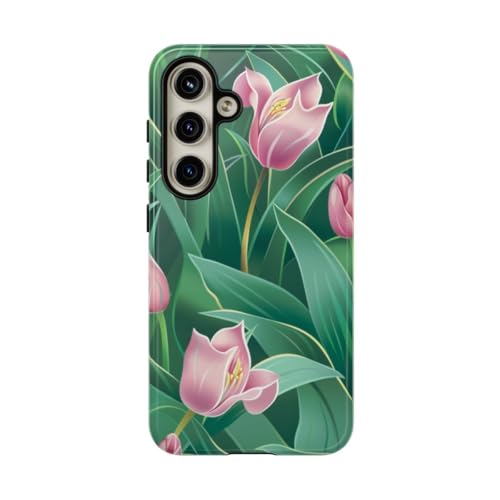 Coque Samsung S24 tulipe rose résistante brillante pour smartphone
