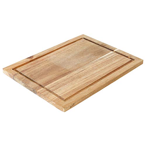 Tabla de cortar de madera de acacia con ranuras para jugos