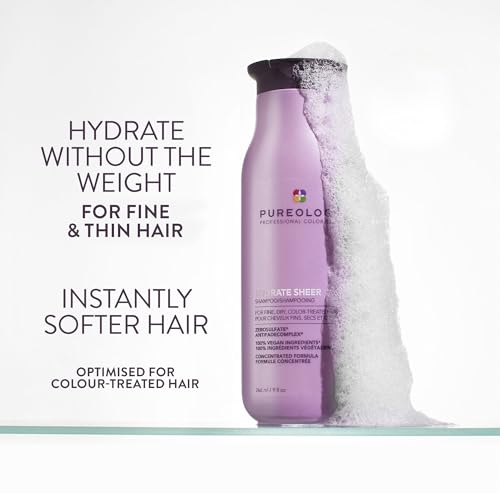Image of Pureology Hydrate Sheer Shampoo - Lightweight Hydrating Shampoo For Fine or Dry Color-Treated Hair, Silicone-Free & Vegan