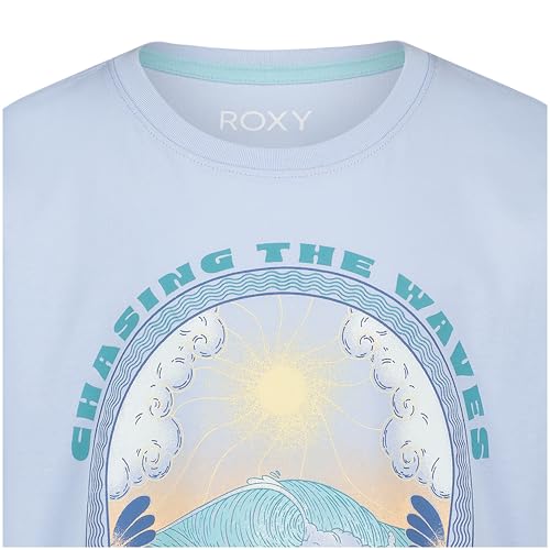 Image of Roxy Girls' Short Sleeve Oversized Fit Logo Tee, Crew Neck Graphic T-Shirt, Soft & Comfortable